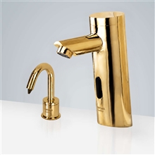 Fontana Chatou Motion Sensor Faucet & Automatic No Touch Soap Dispenser for Restrooms in Gold