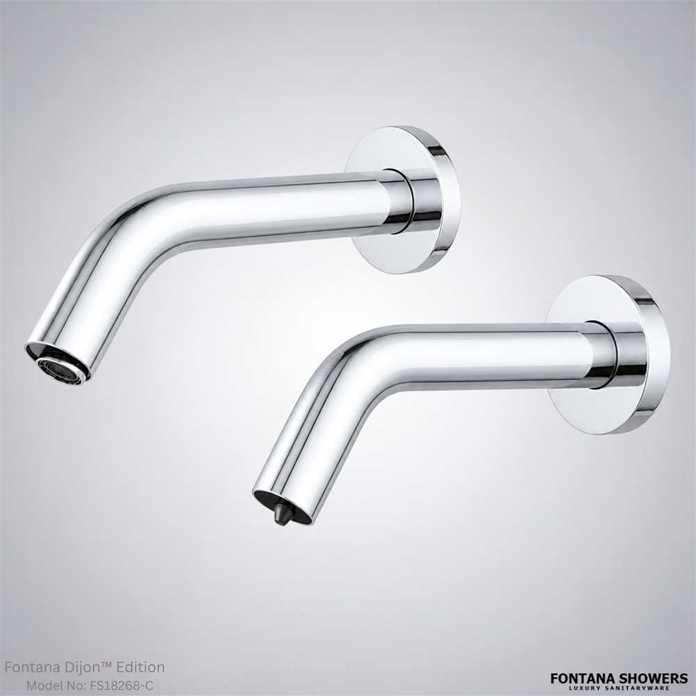 Fontana Dijon Solid Brass Gold Wall Mount Commercial Automatic Sensor Faucet and Sensor Liquid Foam Soap Dispenser