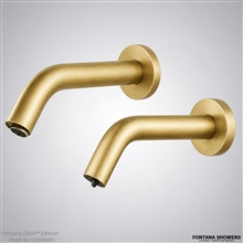 Brushed gold touchless faucet set