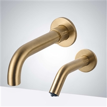 Fontana Lima Solid Brass Gold Wall Mount Commercial Automatic Sensor Faucet and Sensor Soap Dispenser