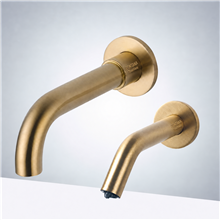 Fontana Lima Solid Brass Gold Wall Mount Commercial Automatic Sensor Faucet and Sensor Soap Dispenser