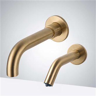 Fontana Lima Solid Brass Gold Wall Mount Commercial Automatic Sensor Faucet and Sensor Soap Dispenser