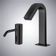 Fontana Geneva Superb Matte Black Motion Sensor Faucet & Automatic Sensor Liquid Soap Dispenser for Restrooms