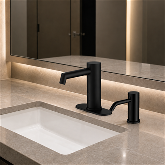 Fontana Dax Matte Black Commercial Motion Sensor Faucet & Automatic Liquid Soap Dispenser