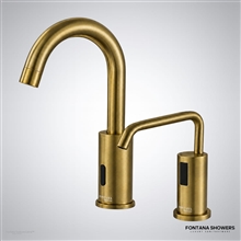 Antique brass touchless faucet and soap dispenser set