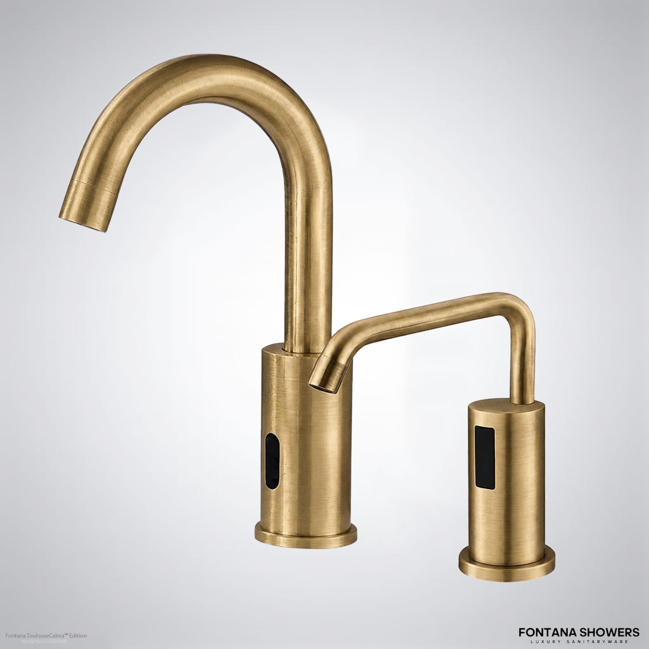 Fontana ToulouseCalma antique brass fixture for wellness-oriented restroom design