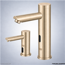 Champagne touchless faucet and soap dispenser