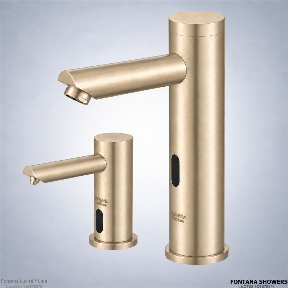 Champagne touchless faucet and soap dispenser