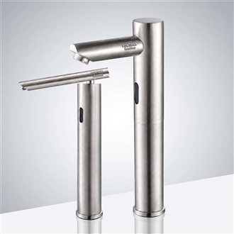 Fontana Munich Tall Touchless Commercial Automatic Sensor Faucet with Automatic Soap Dispenser in Brushed Nickel