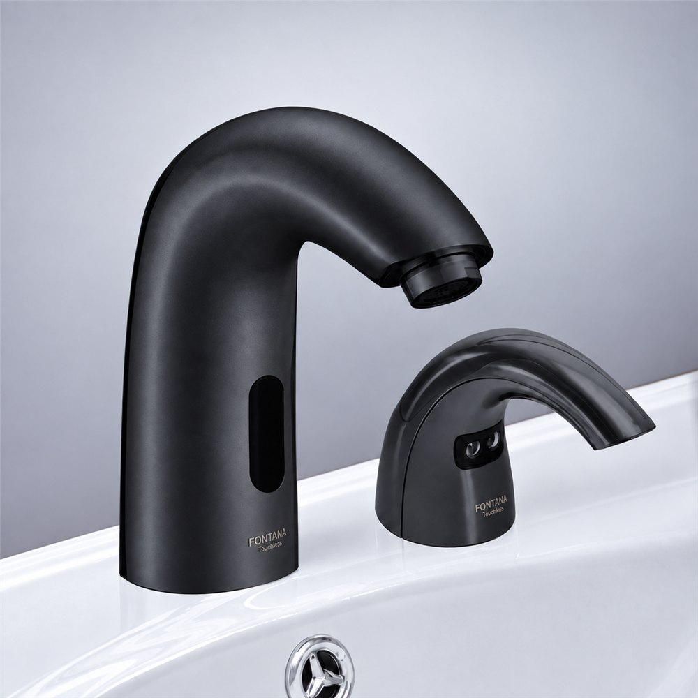 Fontana Florence Matte Black Finish Commercial Motion Sensor Faucet & Automatic Soap Dispenser For Restrooms