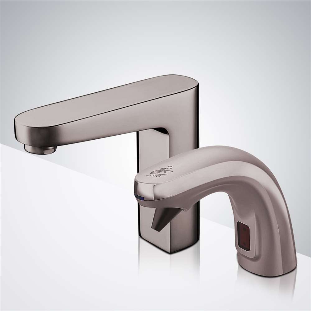 Fontana Touchless Basin Automatic Commercial Brushed Nickel Sensor Faucet and Automatic Soap Dispenser