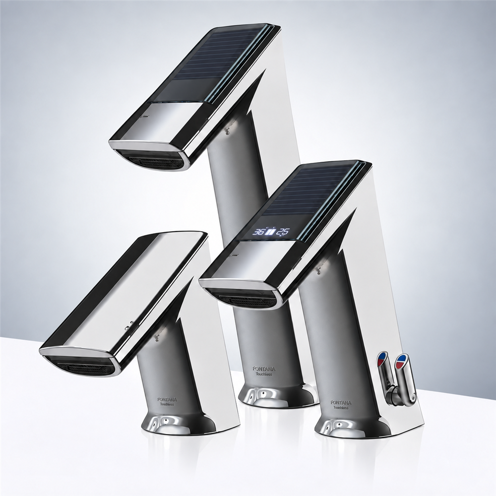 Fontana Verona Hot and Cold Commercial Automatic Sensor Faucet with Sensor Soap Dispenser in Chrome Finish