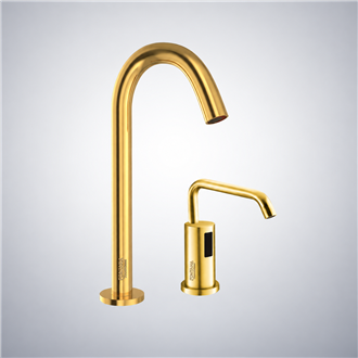 Fontana Geneva Motion Sensor Faucet & Automatic Soap Dispenser for Restrooms in Gold
