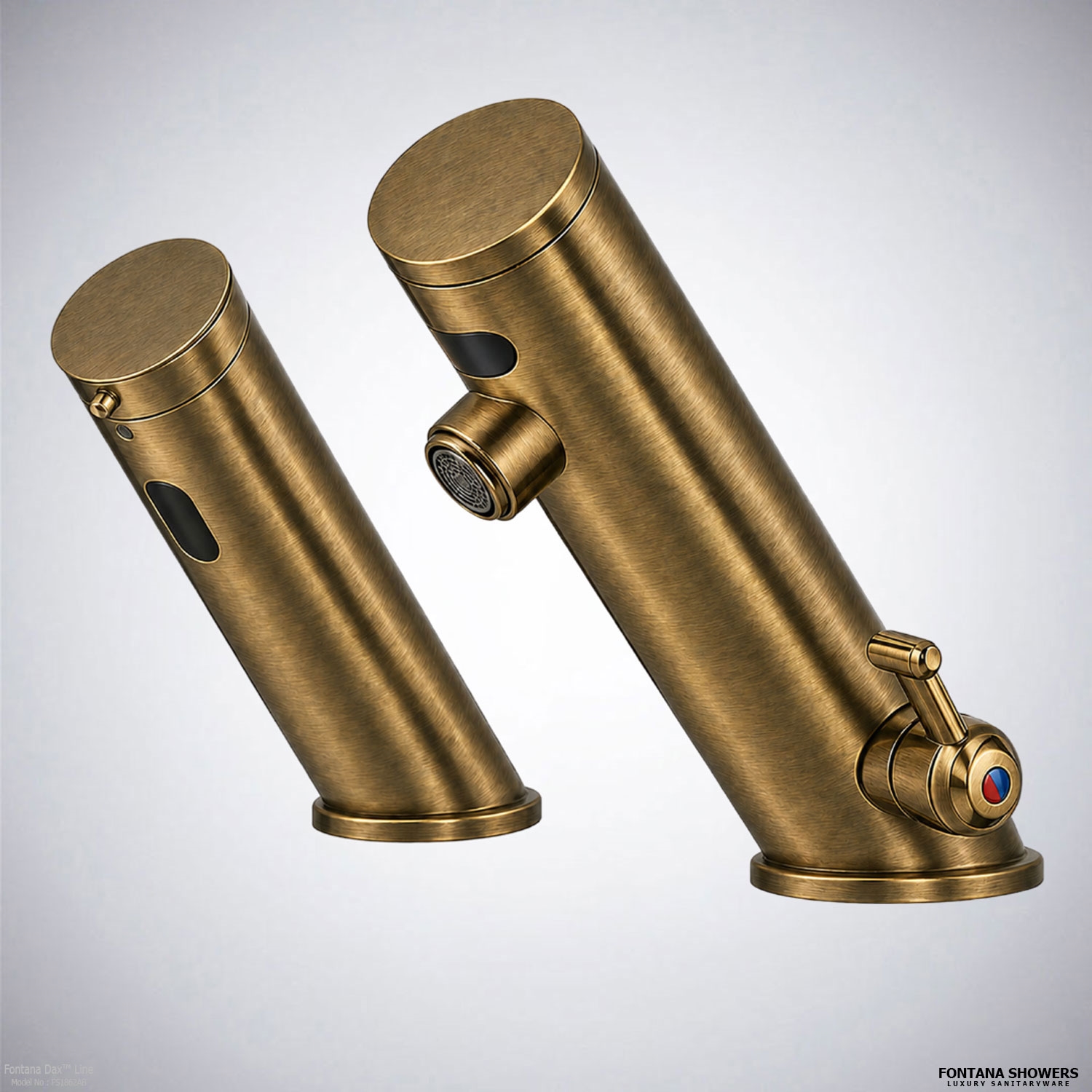 Fontana Dax antique brass thermostatic shower system for sustainability-focused projects