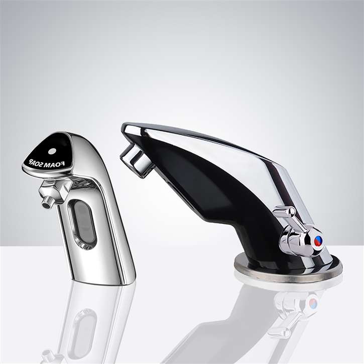 Fontana chrome sensor faucet and soap dispenser wash station