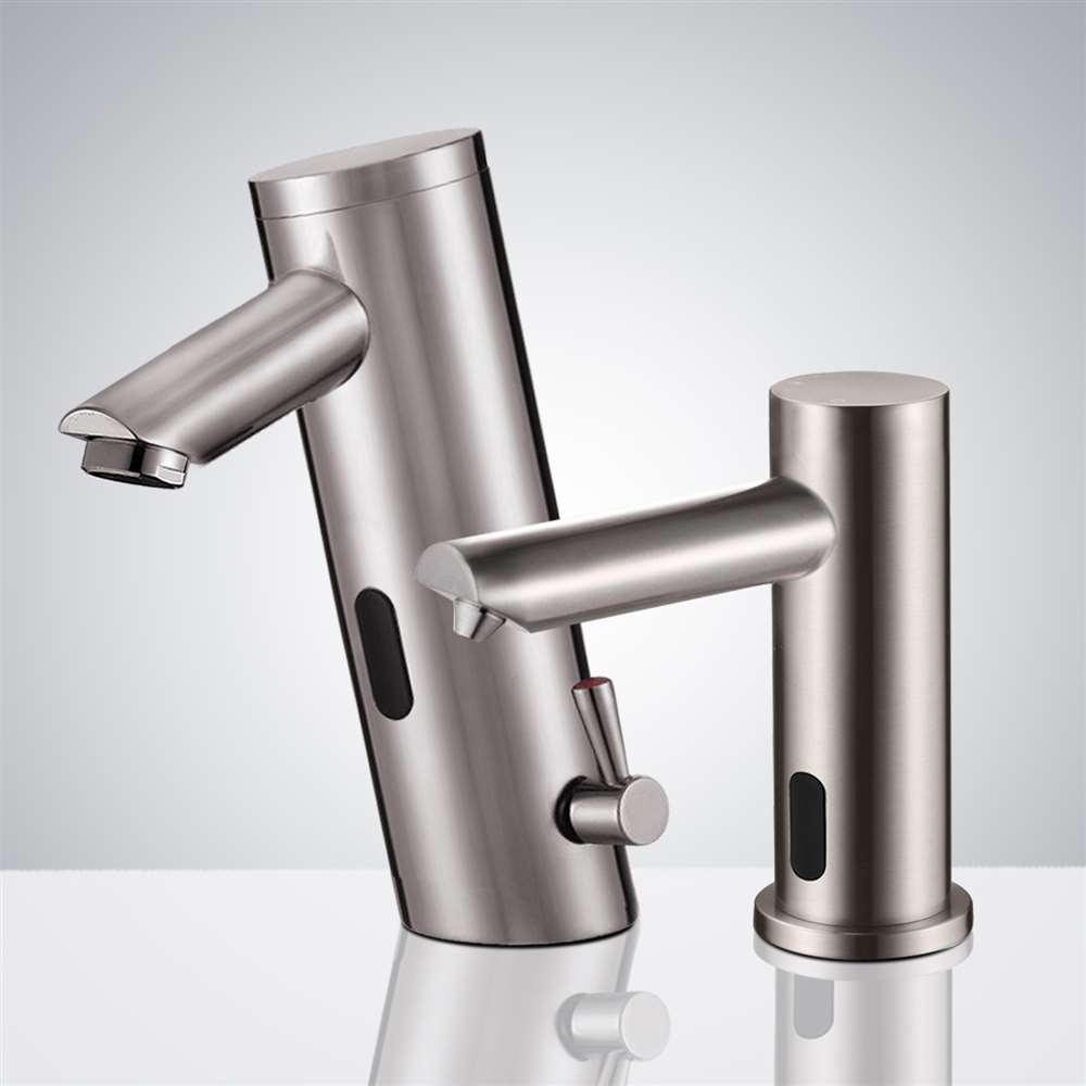 Fontana Thermostatic Deck Mount Commercial Motion Sensor Faucet and Soap Dispenser