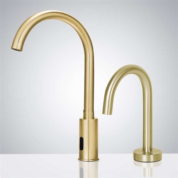 Fontana Venice High Quality Commercial Motion Sensor Faucet & Automatic Soap Dispenser for Restrooms in Brushed Gold