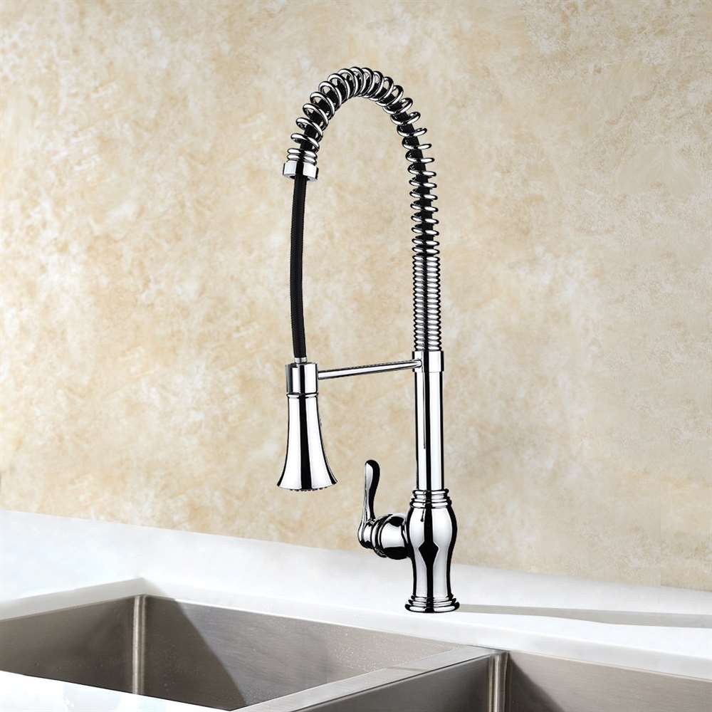 Fontana Campania Chrome Single Handle Kitchen Sink Faucet with Pull Down Sprayer