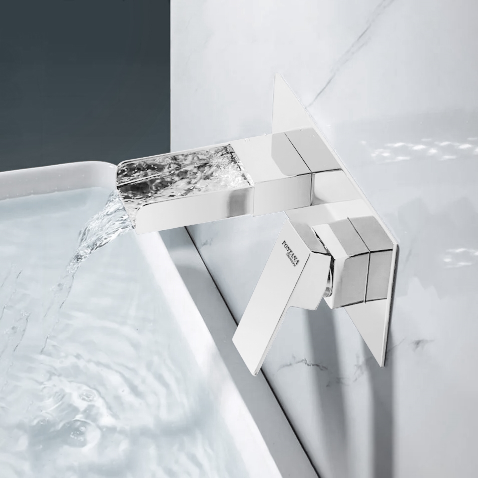 Fontana Meythet Matte White Wall Mounted Bathroom Faucet