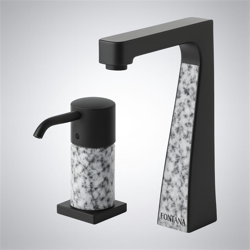 Fontana Mosaic Atelier Inlay Collectionâ„¢ â€“ Black & White Granite Smart Sensor Duo