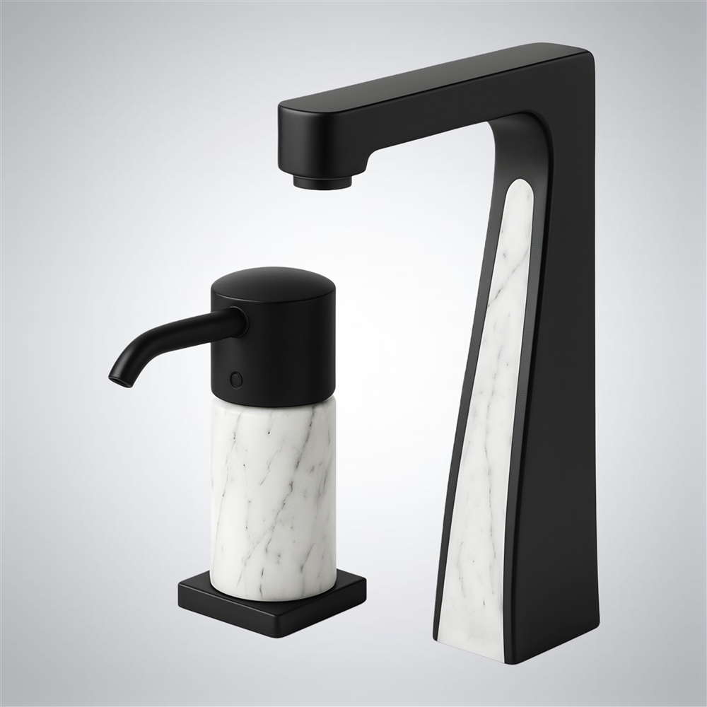 Fontana Mosaic Atelier Inlay Collectionâ„¢ â€“ Black & White Marble Touchless Duo