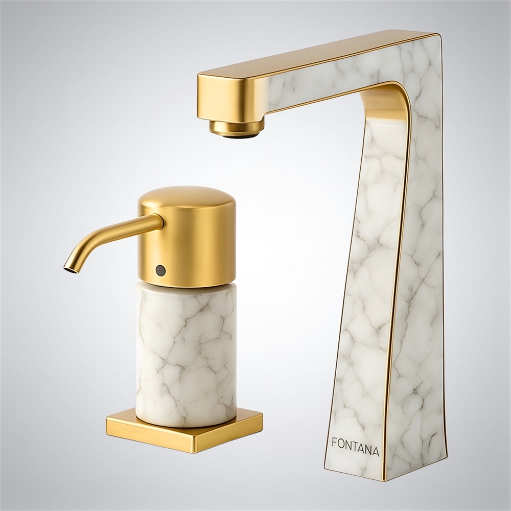 Fontana Mosaic Atelier Inlay Collectionâ„¢ â€“ Gold & White Marble Fusion