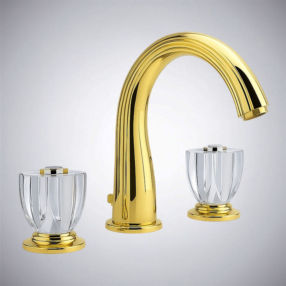 Fontana TwinApexâ„¢ â€“ Gold Crystal Handle Faucet