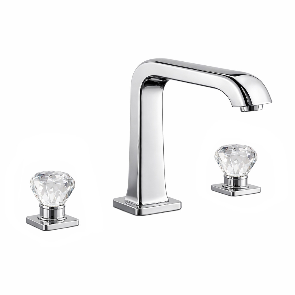 Fontana Square Edge Chrome Crystal Elegance Faucet