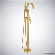 Brushed gold swan tub faucet