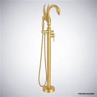Brushed gold swan tub faucet