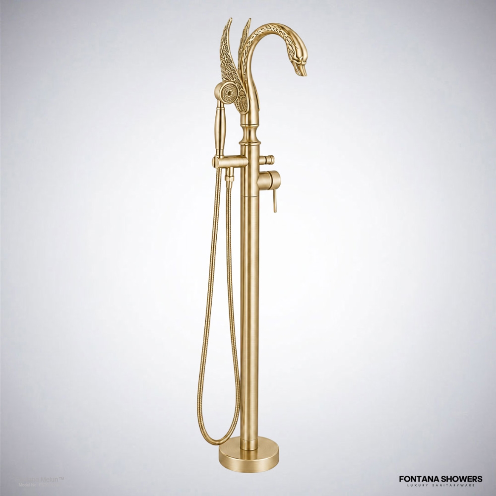 Champagne swan tub faucet