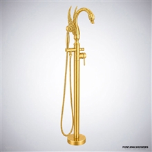 Gold swan tub faucet with hand shower