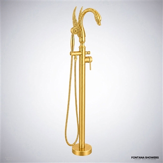 Gold swan tub faucet with hand shower