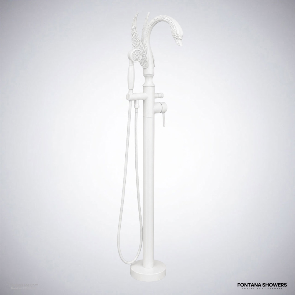 Matte white swan tub faucet