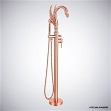 Rose gold swan tub faucet