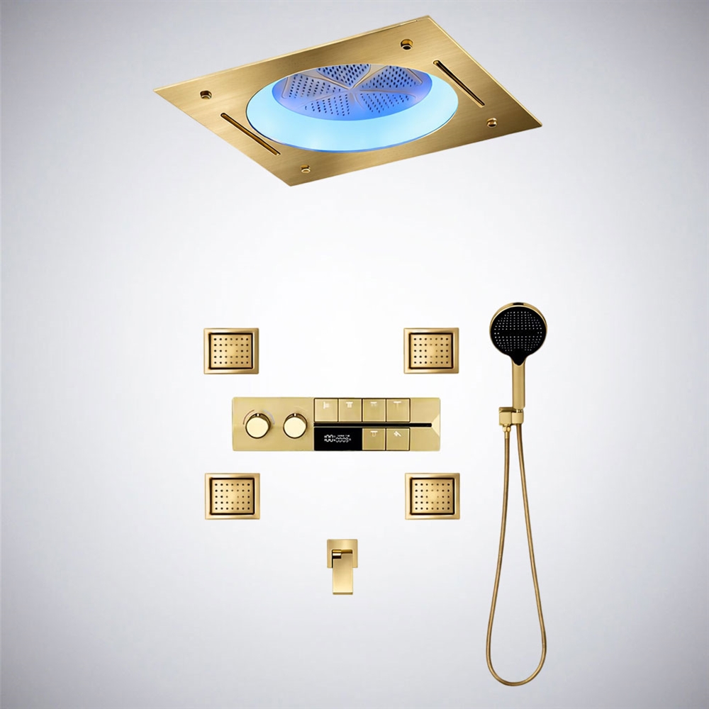 Fontana Rivellisâ„¢ Series â€“ Brushed Gold LED Music Shower