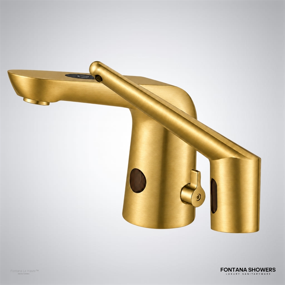 Brushed gold commercial touchless faucet soap dispenser combo
