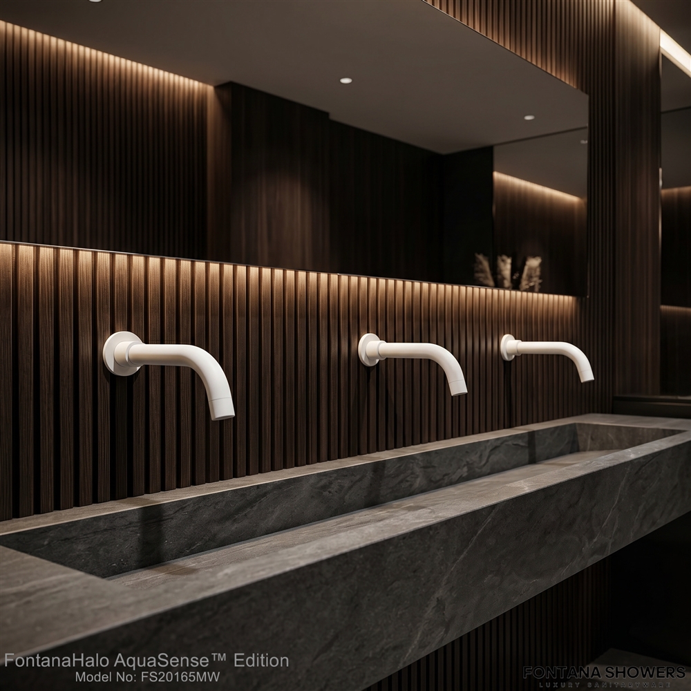 University and institutional restroom with Verona touchless faucet