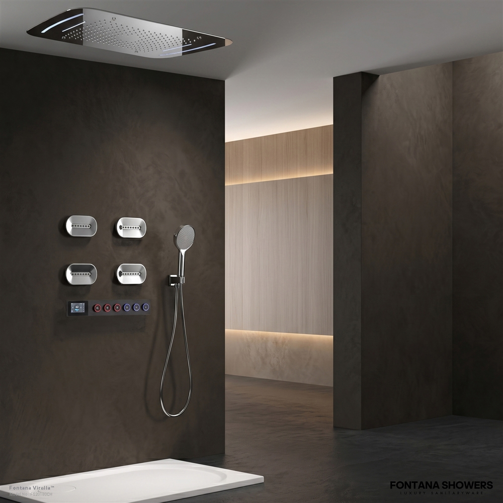 Chrome smart LED shower system