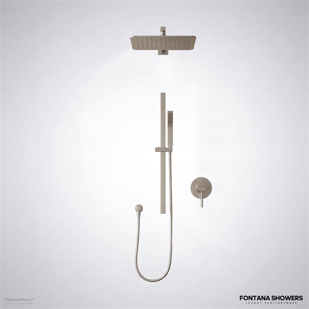 Milano brushed nickel rain shower