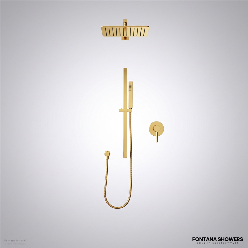 Milano gold square rainfall shower