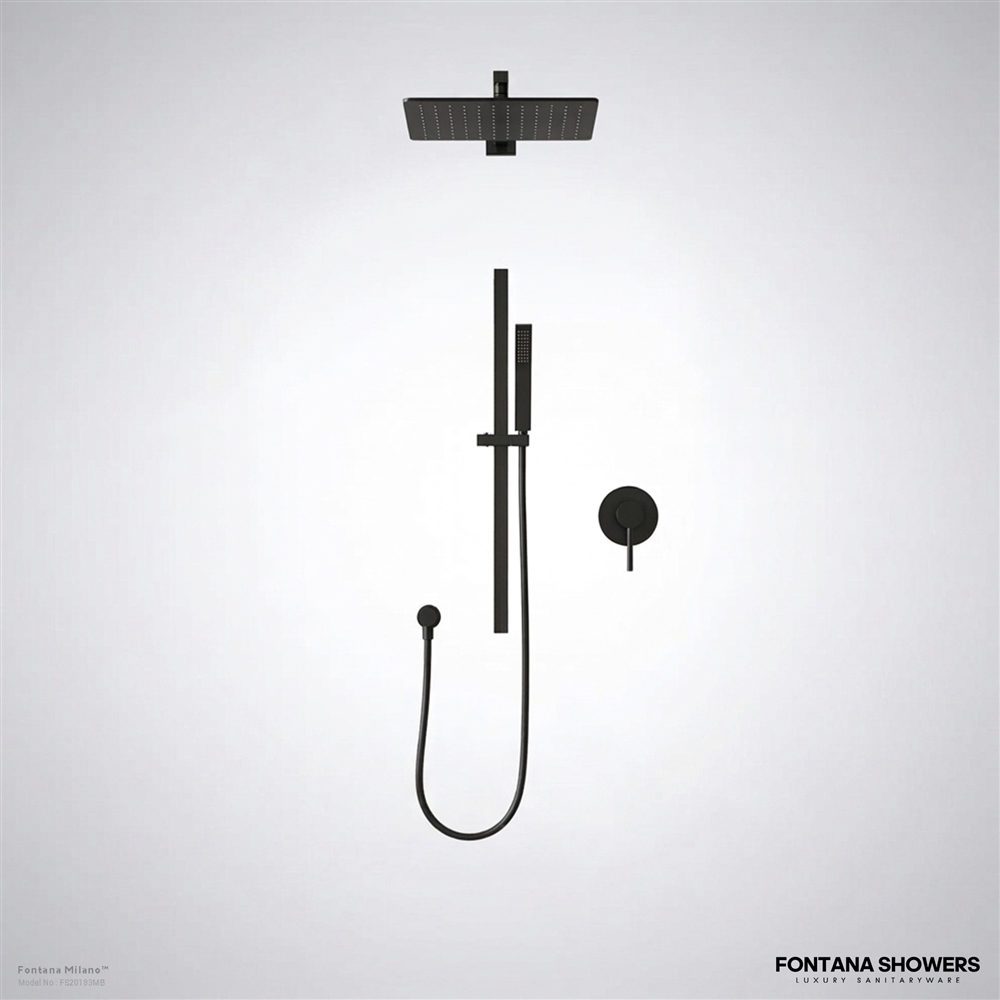 Milano matte black rain shower