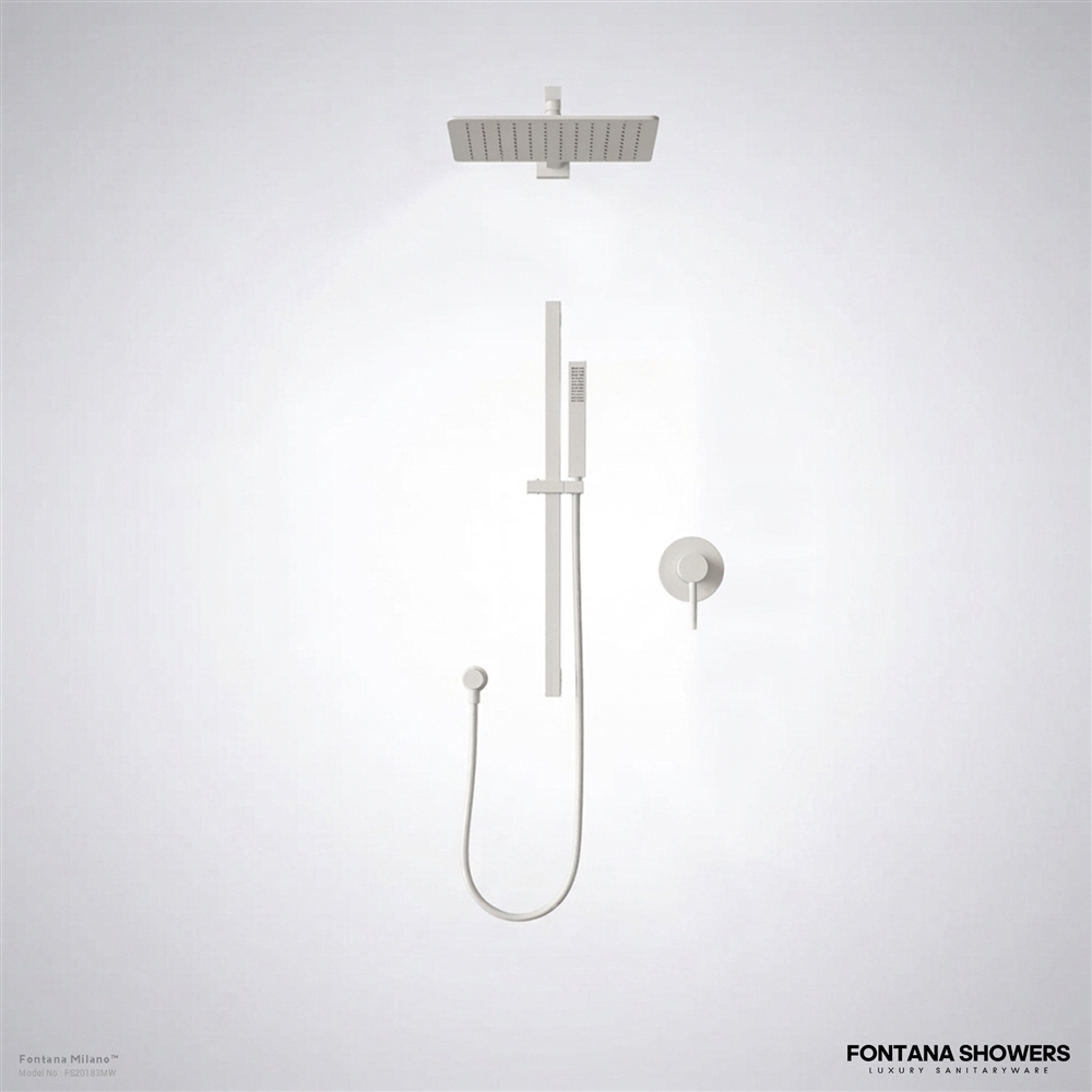 Milano matte white rain shower