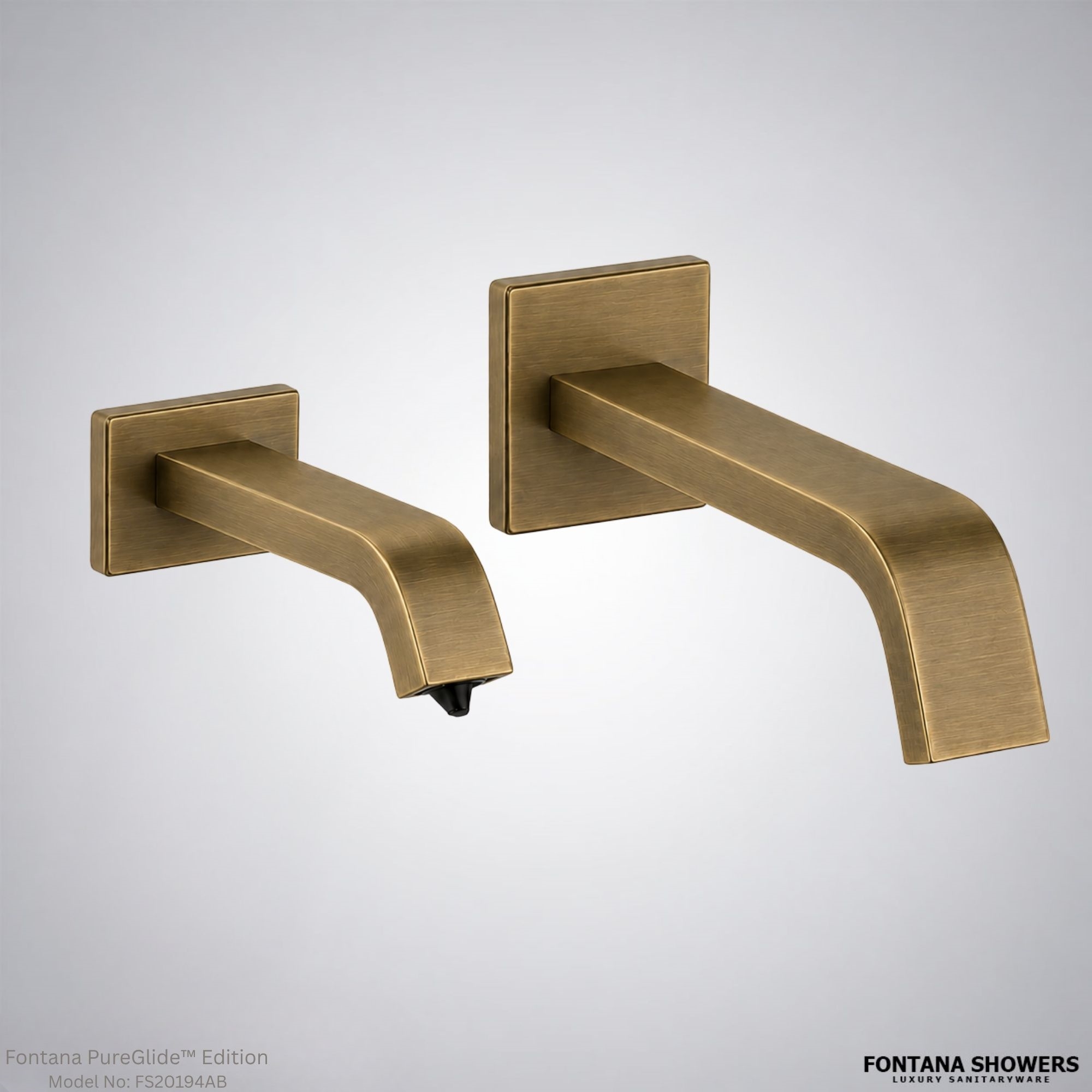 Fontana PureGlide antique brass fixture for modern restroom planning