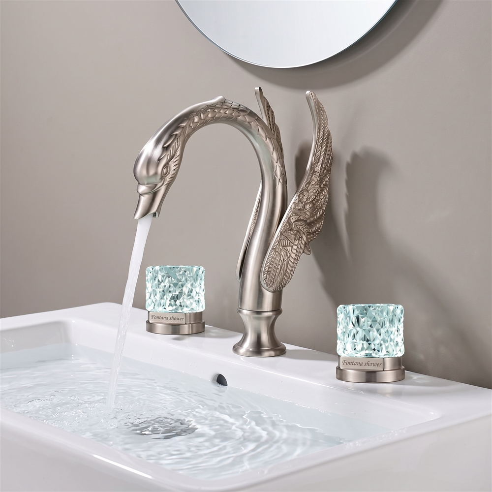 Brushed Nickel crystal swan faucet