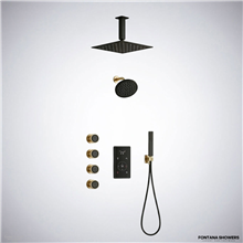 Matte black smart shower system with digital control panel