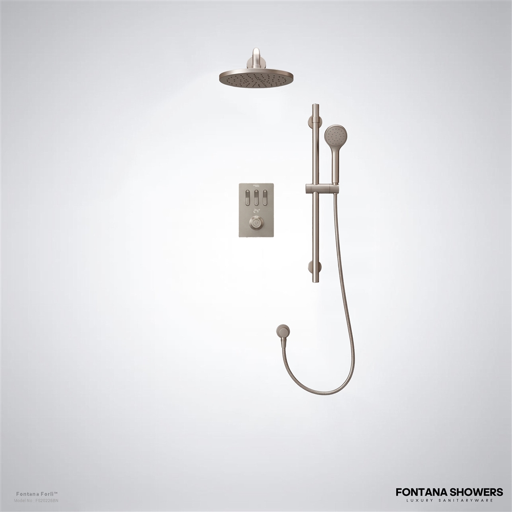 Fontana Forli brushed nickel digital rainfall shower system