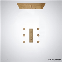Fontana Livorno gold LED rainfall shower system with body jets