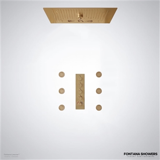 Fontana Livorno gold LED rainfall shower system with body jets