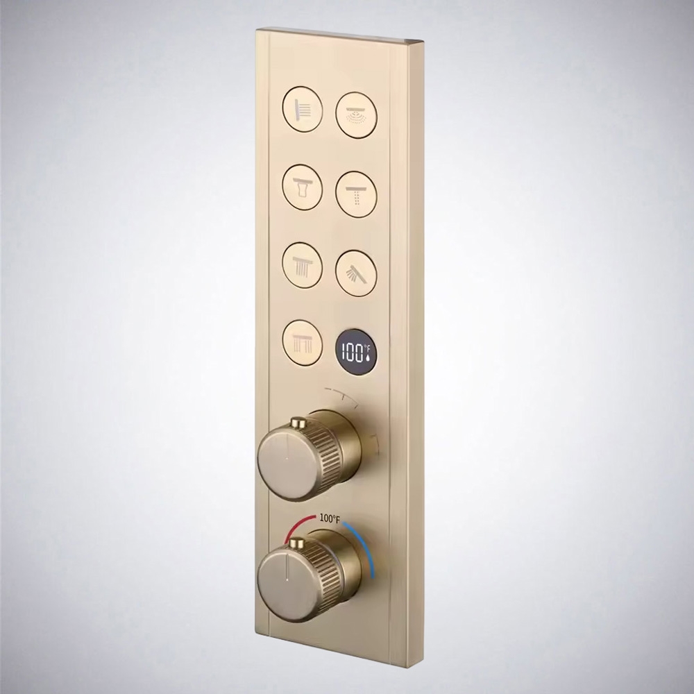 Fontana AquaSyncra Brushed Gold Seven-Function Digital Shower Mixer
